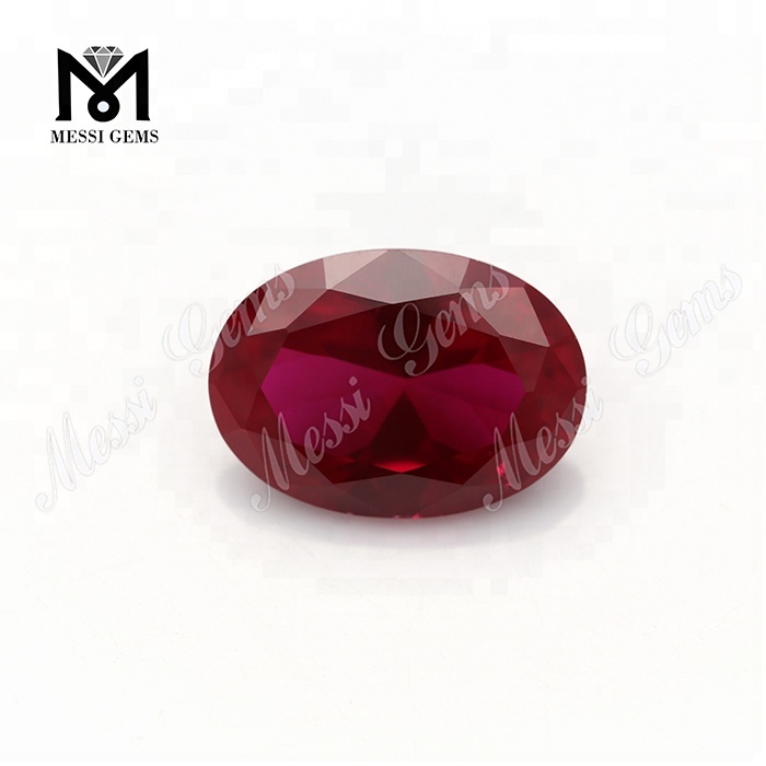 Oval Machine Cut Red Ruby Gemstones Synthetic Artificialis Rubies pro Jewelry Faciens
