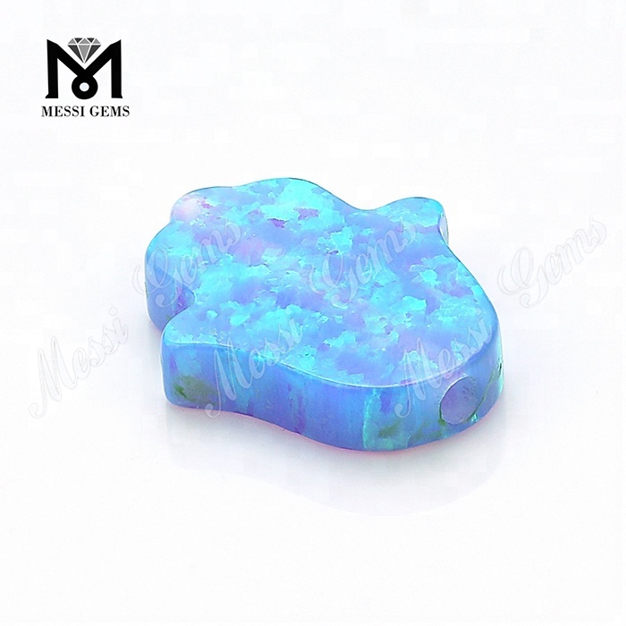 Lab Partum Syntheticum solve 11 x 13 x 2.5 mm Blue Opal Hamsa Gemstones