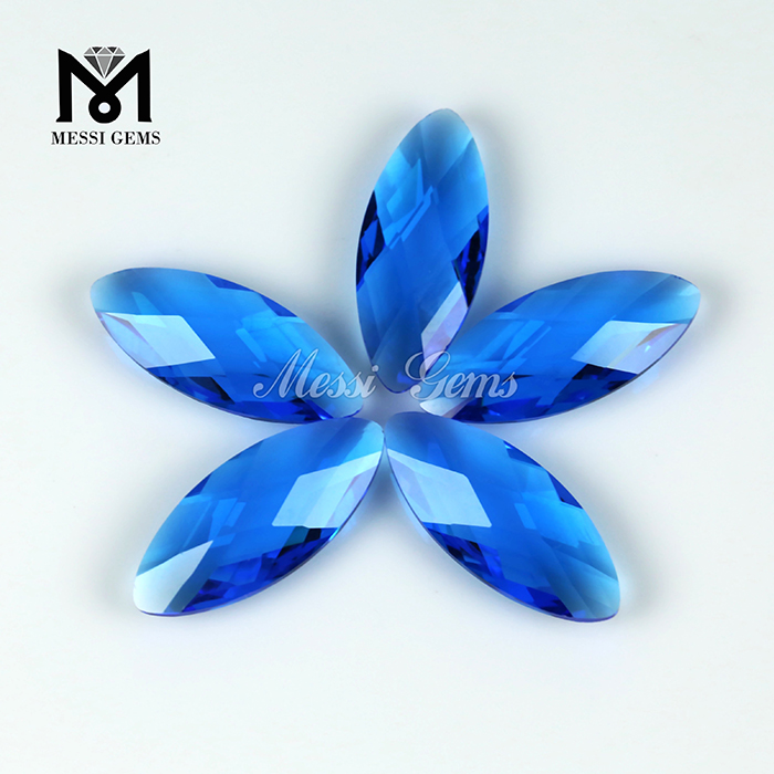 Marchione Cut Double Briolette 8 x19mm Blue Topazius Glass Bead for Jewelry Makeing