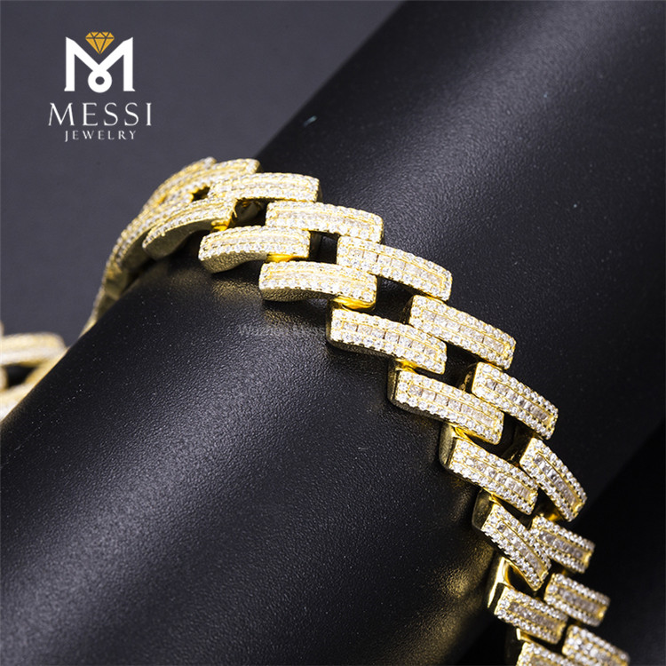 Custom Iced Out Men flavum gold plating 925 Sterling Silver Cuban Link Chain