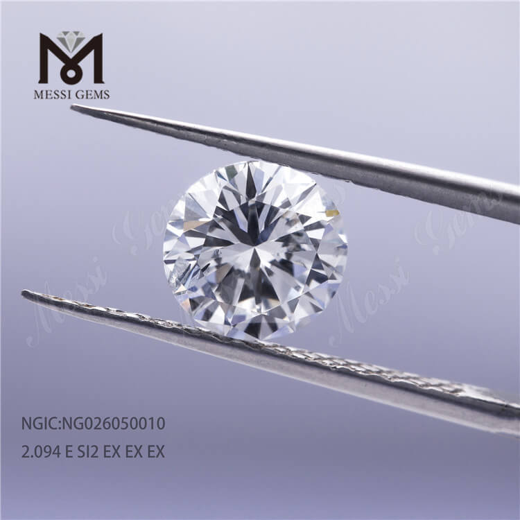 2.09ct E SI2 Lab Grown Diamond Round Cut HPHT CVD NGIC Certificate
