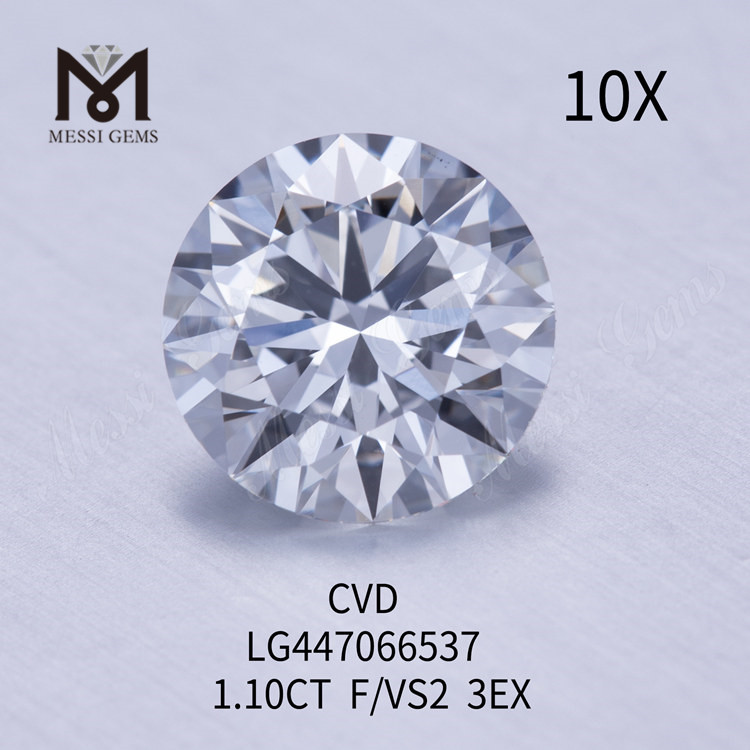 1.10 carat F VS2 RUNDUS EX Cut HPHT lab diamond